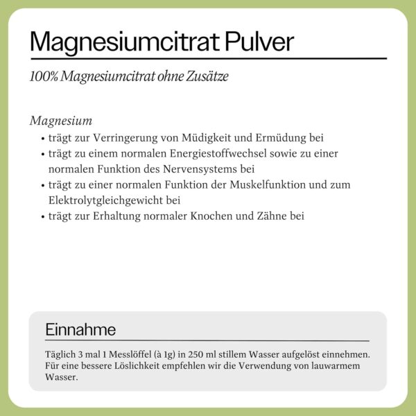 Raab Vitalfood® Magnesiumcitrat Pulver (200 g) - 100% Magnesiumcitrat ohne Zusätze, gut zu dosieren, ideal für Sportler - für Muskeln, Nerven, Elektrolyt-Haushalt - laborgeprüft, vegan – Bild 3