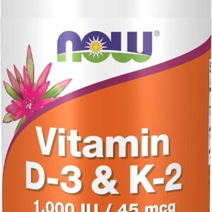 Now Foods, Vitamin D3 & K2, 1.000 IU, 120 Kapseln, Laborgeprüft, Multivitamine, Glutenfrei, Sojafrei, Vegetarisch