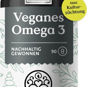 NATURE LOVE® Omega 3 vegan - hochdosiert mit 1.444 mg Algenöl pro Tagesdosis - 90 Kapseln - nachhaltig, laborgeprüft, produziert in Deutschland