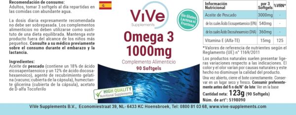 Omega 3 1000mg - 90 Softgels - Omega 3 aus Fischöl - mit EPA, DHA und Vitamin E - Hochdosiert - Qualität aus Deutschland - ViVe Supplements – Bild 5