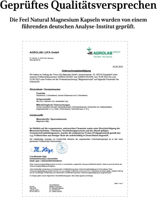 Magnesium hochdosiert Kapseln - 365 Stück (Jahresvorrat) - 664mg je Kapsel, davon 400mg elementares Magnesium - höherer Gehalt als andere Magnesiums - Laborgeprüft & Vegan – Bild 5