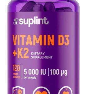 Vitamin D3 + K2 5000 IU | 2 In 1 | Für Knochen, Herz Und Gesundheit | Täglicher Unterstützungskomplex Für Frauen Und Männer | Nicht-GMO, Glutenfrei, Vegan | 120 Kapseln
