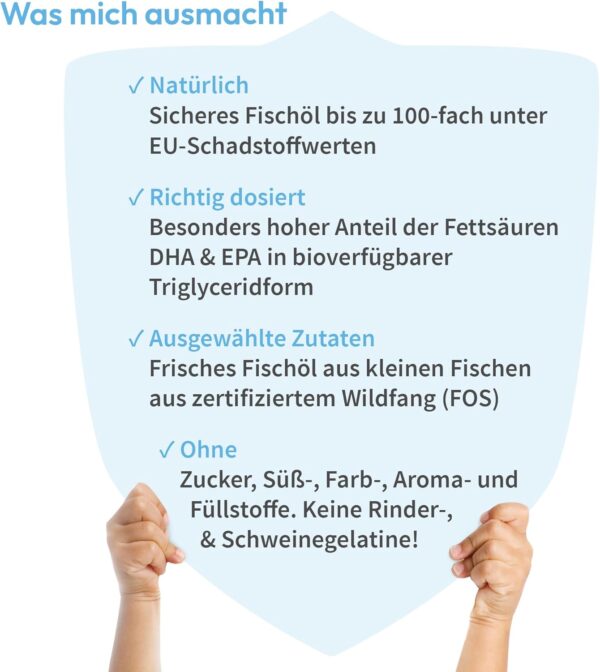 Omega-3 Kapseln für Kinder – Vergleichssieger 2025 – 518 mg Fischöl mit DHA & EPA – zuckerfrei – 90 Mini-Kapseln (1 Monat) – Bild 3