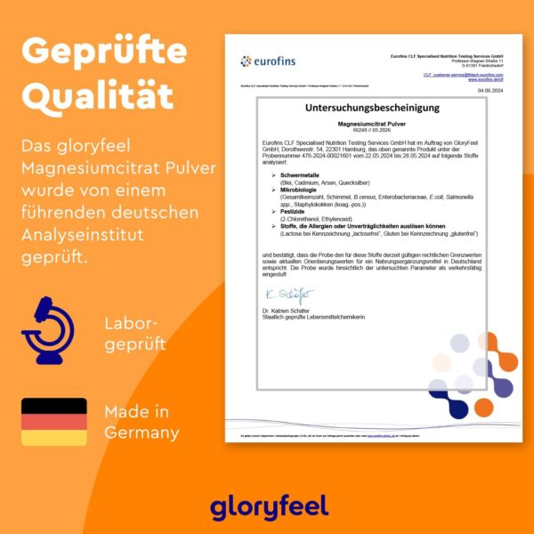Magnesiumcitrat Pulver - 600 g für über 6 Monate Vorrat - Ideal für Sportler - Für Muskeln, Nerven & Elektrolyt-Haushalt* - Gut dosierbar und leicht löslich - 100% vegan – Bild 6