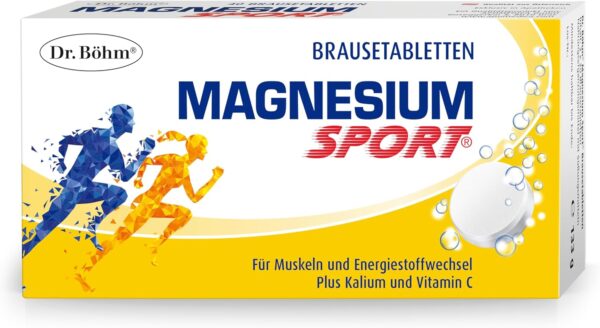 Dr. Böhm Magnesium Sport Brausetabletten: Für Leistung und Ausdauer, mit Magnesium, Kalium und Vitamin C, ideal für Sportler, 40 Stück