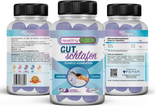 Healthy Fusion SCHLAFEN SIE GUT | 100% reines sublinguales Melatonin + B6 | Schnelle Absorption für tiefen, erholsamen Schlaf | Einschlafen & Durchschlafen leicht gemacht | 60 Kapseln – Bild 5