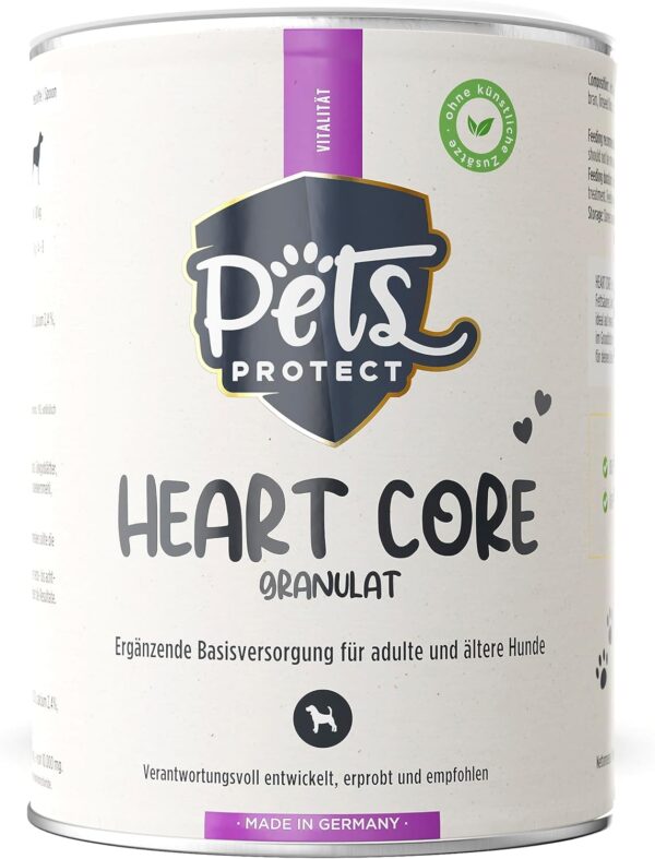 Heart CORE | Futter Ergänzung für Erwachsene, geschwächte & ältere Hunde | Mit Wildkräutern, Vitaminen, Carnitin, Omega-3 & OPC`s | 200g | Deutsche Herstellung