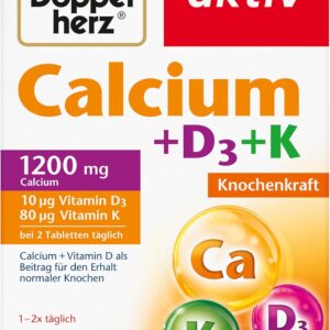 Doppelherz Calcium + Vitamin D3 – Mit Calcium und Vitamin K als Beitrag für den normalen Knochenerhalt – 120 Tabletten