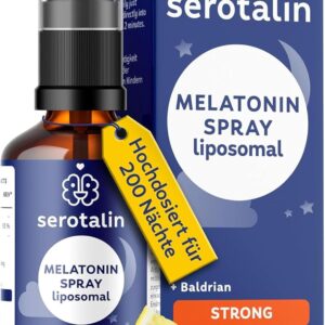 serotalin® MELATONIN SPRAY liposomal - Einschlafspray + Baldrian | Einschlafhilfe für Erwachsene | 30ml für 200 Sprühstöße