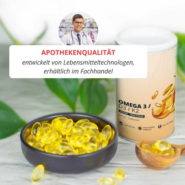 Vitamin D3 K2 Omega 3 Premium Kapseln | brandl® Made in Germany mit Fischöl Omega 3 aus der EU | Optimiert für Sportler | 120 Kapseln – Bild 3
