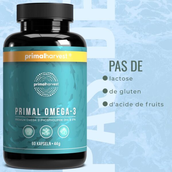 Primal Harvest ® Omega 3 Fischöl (30 Portionen) - 60 Omega 3 Kapseln in leicht zu schluckender Softgel-Form - 470mg EPA & DHA aus nachhaltig gefangenem norwegischem Fisch – Bild 8