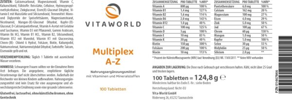 3er Pack Vita World Multivitamin A-Z 3 x 100 Tabletten Apotheken Herstellung – Bild 4