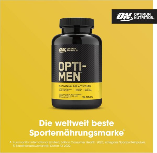 Optimum Nutrition Opti-Men Multivitamin-Nahrungsergänzungsmittel für Männer mit Vitamin D, Vitamin C, Vitamin B6 und Aminosäuren, geschmacksneutral, 60 Portionen, 180 Kapseln – Bild 2