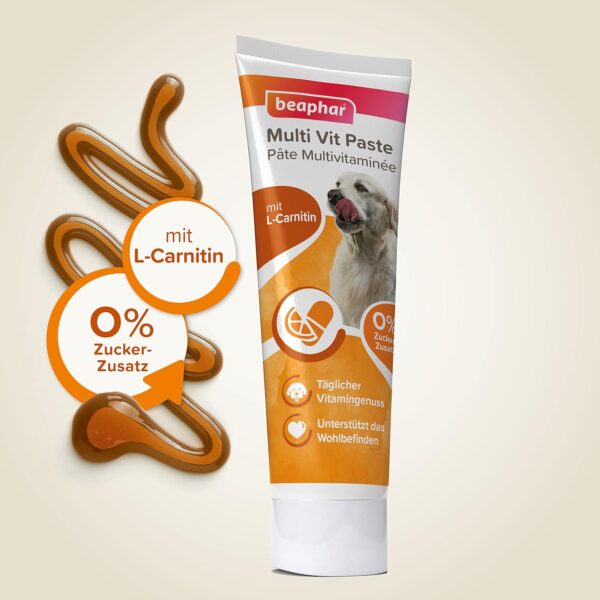 beaphar - Multi VIT Paste - Für Hunde - Mit Biotin, L-Carnitin - Für Strapazierfähige Haut Und Schönes Fell - 0% Zucker-Zusatz - Täglicher Vitamingenuss - Unterstützt Das Wohlbefinden - 100 g – Bild 2