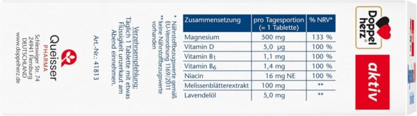 Doppelherz Magnesium 500 für die Nacht - Mit Melisse und Lavendelöl - Hochdosiertes Magnesium als Beitrag für die normale Muskelfunktion - 100 DEPOT-Tabletten – Bild 3