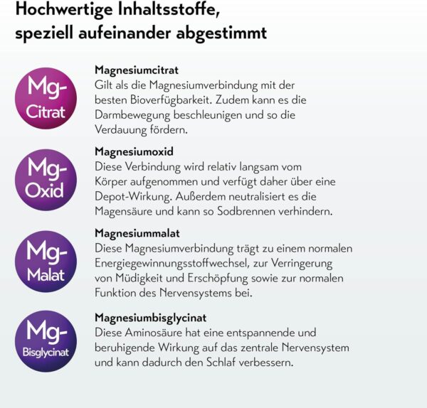 pureSGP Magnesium Komplex - 400 mg reines Premium Magnesium aus 4 hochwertigen Magnesiumformen. Pharmazeutische Expertise aus Deutschland. Hohe Bioverfügbarkeit. Labor geprüft, hochdosiert. Vegan – Bild 6
