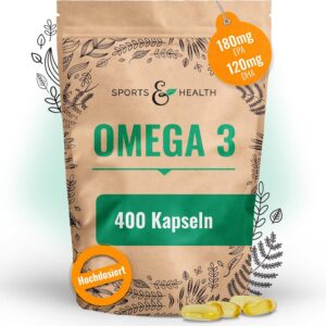 Omega 3 Kapseln Hochdosiert – 400 Fischöl Kapseln Hochdosiert - Reines Omega 3 Öl Aus Nachhaltigem Fischfang – 1000mg Omega3 Fettsäuren Pro Kapsel – Mit Omega 3 Triglyceride EPA DHA