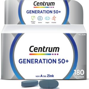 Centrum Generation 50+, 180 St. - Hochwertiges Nahrungsergänzungsmittel für Best Ager zur täglichen Komplettversorgung mit Mikronährstoffen - Verpackung kann variieren
