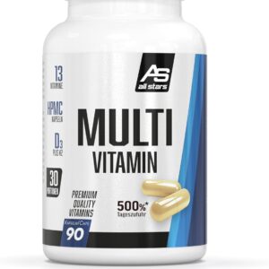 All Stars Multivitamin I 90 Kapseln Multivitamine hochdosiert I Supplement mit Vitamin C + Vitamin B Komplex + Vitamine A, E, K2 & D3 I Vitamin Kapseln vegan & mit wenig Zucker