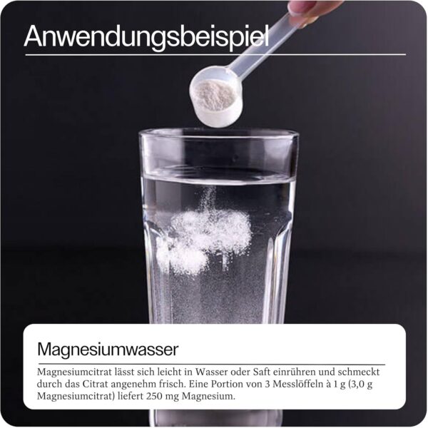 Raab Vitalfood® Magnesiumcitrat Pulver (340 g) - 100% Magnesiumcitrat ohne Zusätze, gut zu dosieren, ideal für Sportler - für Muskeln, Nerven, Elektrolyt-Haushalt - laborgeprüft, vegan – Bild 4