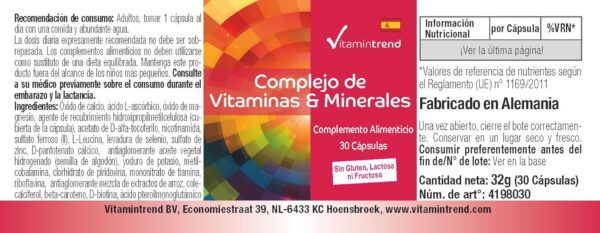 Vitamin & Mineral Komplex - 30 Kapseln ! 1-MONATS-VORRAT ! Multivitamin-Präparat in sicherer Dosierung - Bioverfügbare Supplements aus Deutschland | Vitamintrend® – Bild 5