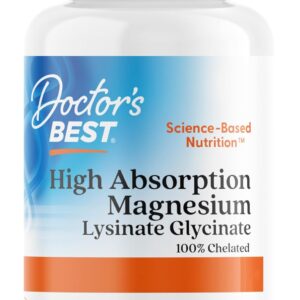 Doctor's Best, High Absorption Magnesium, 100% chelatiert mit TRAACS, mit Glycin und Lysin, 120 vegane Tabletten, Laborgeprüft, Sojafrei, Glutenfrei, Ohne Gentechnik