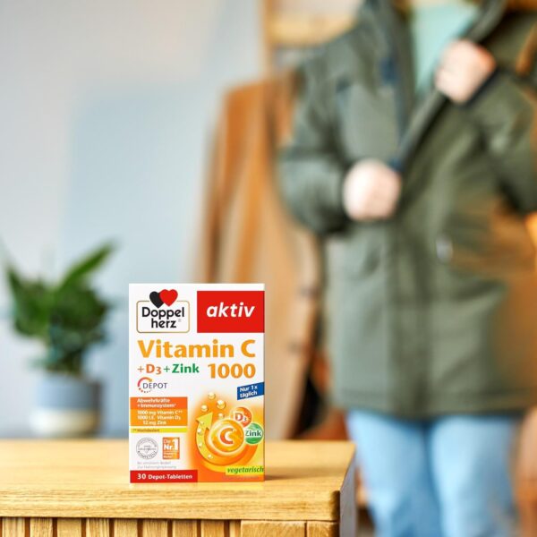 Doppelherz Vitamin C 1000 + D3 + Zink - Hochdosiert mit Vitamin C und Vitamin D zur Unterstützung des Immunsystems und zum Schutz der Zellen - 100 DEPOT-Tabletten – Bild 2