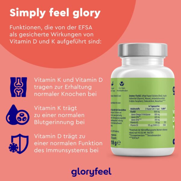 Vitamin D3 K2 Omega 3-5000 IE + K2VITAL® + 1000mg Fischöl Triglyceride Form (DHA + EPA) - 99,7+% All-Trans Vitamin K2 MK7 - Hochdosiert, laborgeprüft in Deutschland hergestellt – Bild 6