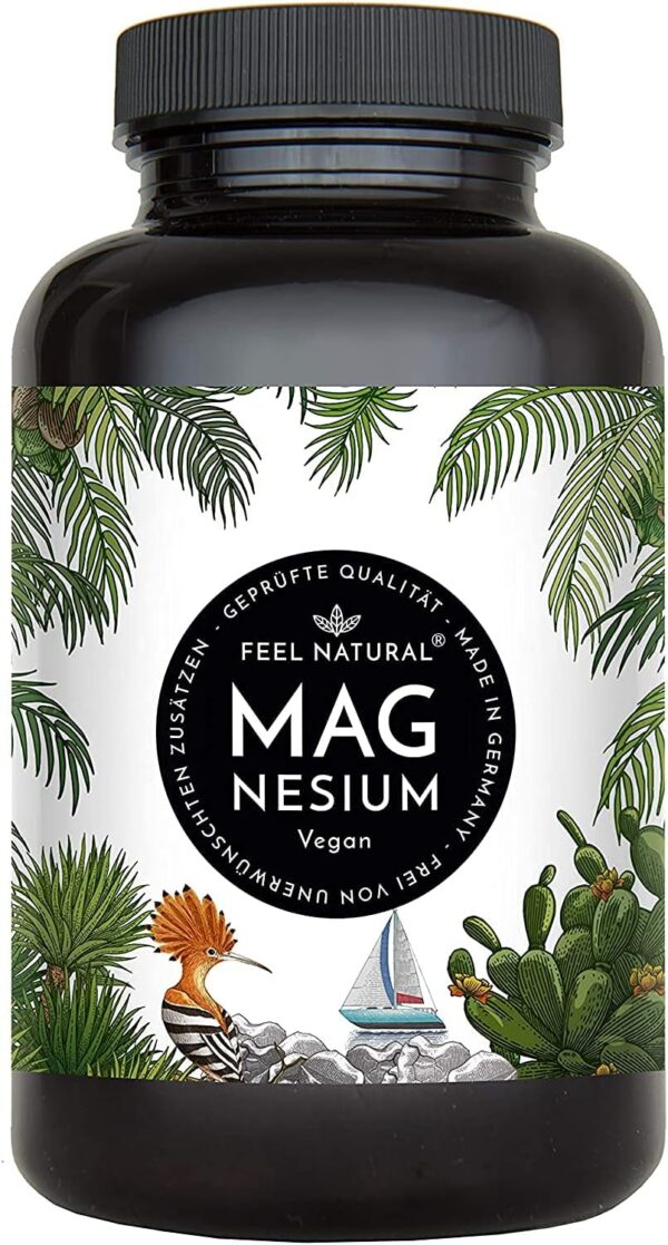 Magnesium hochdosiert Kapseln - 365 Stück (Jahresvorrat) - 664mg je Kapsel, davon 400mg elementares Magnesium - höherer Gehalt als andere Magnesiums - Laborgeprüft & Vegan