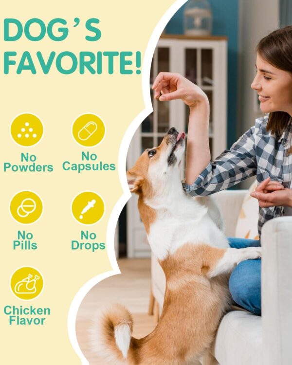 Haut und Fell für Hunde - Skin & Coat Omega 3 für Hunde- Fortschrittliche Formel für gesunde Haut und Glänzendes Fell - Reich an Lachsöl, Omega 3 & 6, Vitaminen - Geschmack Huhn – Bild 8