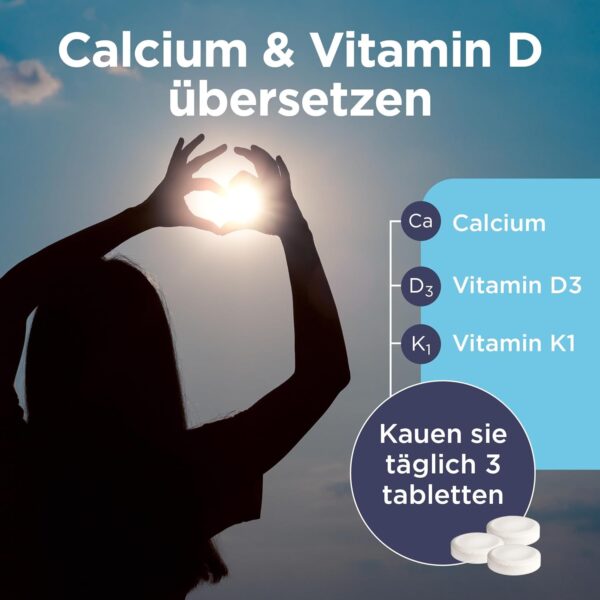 Healthspan Kalzium & Vitamin D | hochfestes reines Kalziumpräparat | Natürliche Quelle von Vitamin D3 | Zusätzliches Vitamin K für Knochengesundheit | Vanille | Vegetarisch | 240 Kautabletten – Bild 5