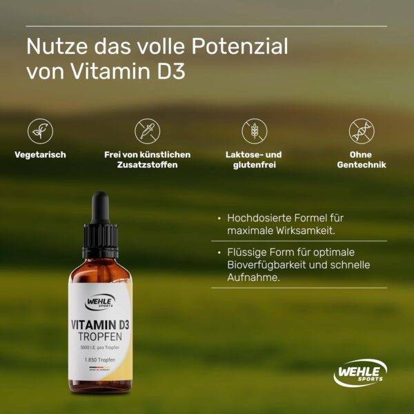 Vitamin D3 Laborgeprüfte 5000 IE pro Tropfen hochdosiert Vergleichs-Sieger 2019-2021 - Hoch bioverfügbares Vitamin D flüssig 50ml (1850 Tropfen) mit MCT-Öl aus Kokos – Bild 6