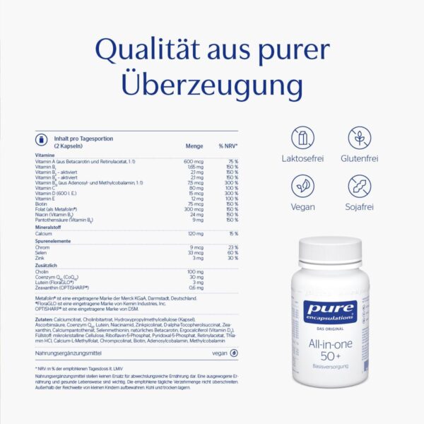 Pure Encapsulations - All-in-one 50+ - Multivitamin für aktiveres Älterwerden - 60 vegetarische Kapseln – Bild 5