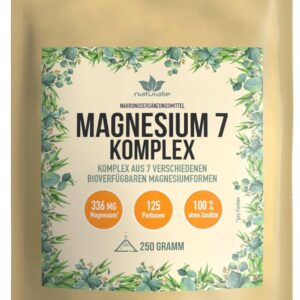 naturalie® - Magnesium Pulver im Komplex mit Vitamin B6 | 7 Magnesiumformen - bioverfügbar | 279mg elementares Magnesium (pro 1,7g) | laborgeprüft ohne unnötige Zusatzstoffe | 250g