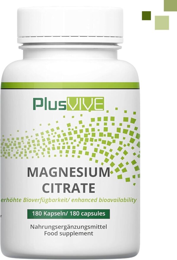 PlusVive Magnesiumcitrat Kapseln hochdosiert I 1x 180 Kapseln I 700mg Trimagnesiumdicitrat & 120mg reines Magnesium pro Kapsel I mit Papain & Spirulina I Nahrungsergänzungsmittel vegan & laborgeprüft – Bild 9