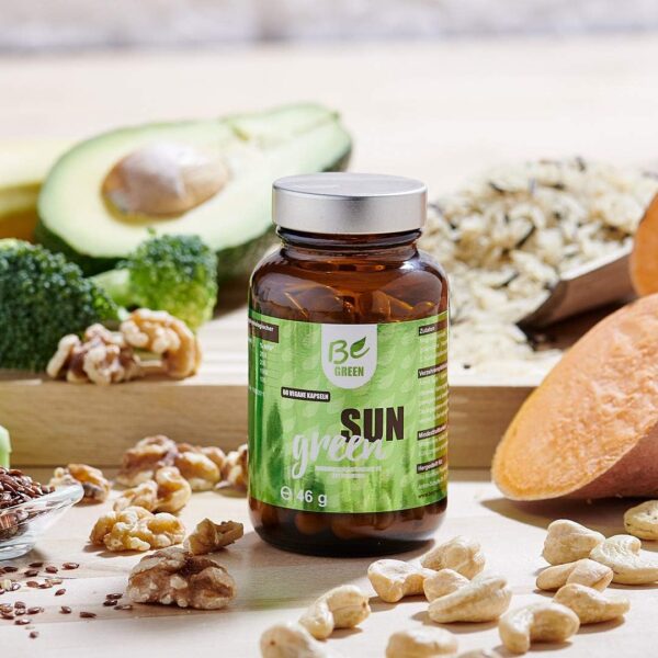 BeGreen Sun Green, Vitamin D3-K2-Magnesium-Omega-3-Kapseln hochdosiert, 3.000 IE Vitamin D3 und 150 µg Vitamin K2 pro Kapsel, 100% vegan ohne Zusätze, 60 Stück, in Deutschland hergestellt – Bild 5