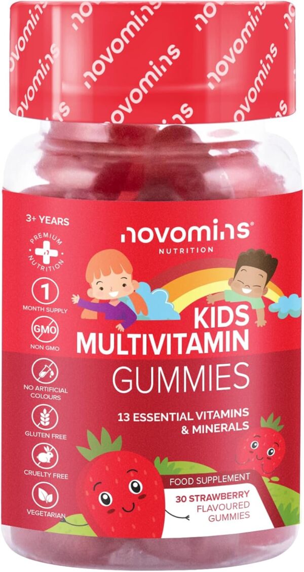 Vitamin Gummibärchen für Kinder - Multivitamin Fruchtgummis - Gummibärchen Großpackung 1 Monat - Vegan - Glutenfrei - 13 Essentielle Vitamine für Kinder von Novomins