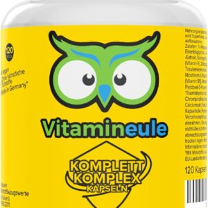 Komplett Komplex Kapseln - alle A-Z Vitamine & Mineralien - hochdosiert, bioaktiv & vegan - Multivitamin, Multimineral & Superfoods - Produktion in Deutschland - für Erwachsene & Kinder - Vitamineule®