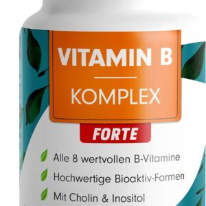 Vitamin B Komplex hochdosiert - 180 Tabletten - alle 8 B-Vitamine (B1, B2, B3, B5, B6, B7, B9, B12) + Co-Faktoren Cholin & Myo-Inositol - laborgeprüft mit Zertifikat - vegan - Vorrat für 6 Monate