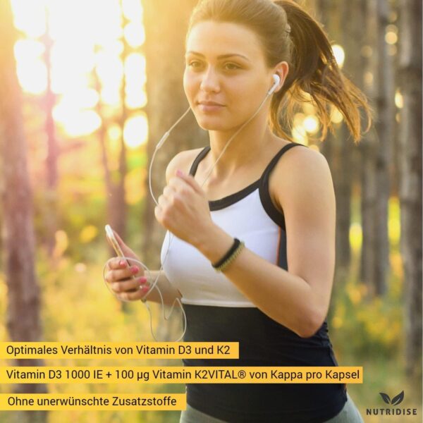 Nutridise Vitamin D3 + K2 Kapseln – 1000 IE D3 + 100 µg K2VITAL MK7 99,99% Trans-Form – optimales D3 / K2 Verhältnis - hochdosiert, laborgeprüft - 180 Kapseln – Bild 7