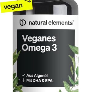 Omega 3 vegan aus Algenöl - 90 Kapseln - Hochdosiert mit hochwertigem EPA und DHA (in Triglycerid-Form) - Omega-3 für Veganer, Laborgeprüft, nachhaltig und von Natur aus schadstoffarm