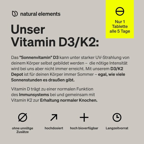 Vitamin D3 + K2 Depot – 180 Tabletten – Premium-Qualität: K2VITAL® von Kappa – 99,7+% All-Trans K2-MK7 + 5000 IE Vitamin D3 – hochdosiert, ohne Zusätze – in Deutschland produziert & laborgeprüft – Bild 4