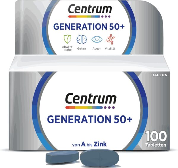 Centrum Generation 50+, 100 St. - Hochwertiges Nahrungsergänzungsmittel für Best Ager zur täglichen Komplettversorgung mit Mikronährstoffen - Verpackung kann variieren