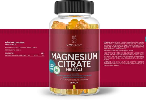 Vitayummy Vegan Magnesium Gummies - Magnesium citrat-Mineralien - Magnesium für Kinder, Frauen und Männer - Natürlicher Zitronengeschmack – Bild 6