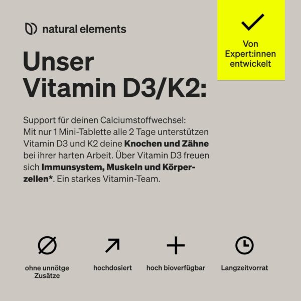 Vitamin D3 + K2 – > 99,7% all-trans MK-7 & 2000 IE Vitamin D3 – 240 Tabletten – hochdosiert, optimal bioverfügbar – ohne unnötige Zusätze – in Deutschland produziert – Bild 3