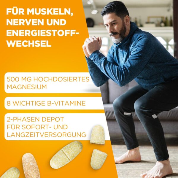 sanotact Magnesium 500 plus B Vitamine 180 Tabletten | Hochdosiertes Magnesium für Muskeln & Nerven | 100% Vegan – Bild 6
