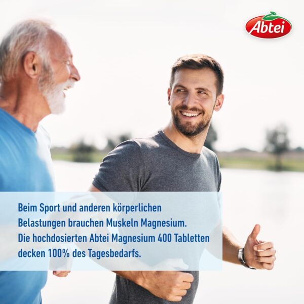 Abtei Magnesium 400 - hochdosiertes Magnesium - für aktive Muskeln - glutenfrei, laktosefrei und vegan - 30 Tabletten – Bild 2