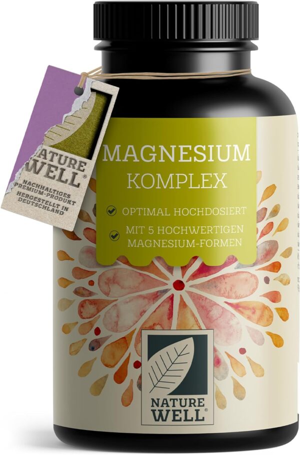 Magnesium Komplex 180 Kapseln, 400 mg pro Tag aus 5 hochwertigen -Formen: -Oxid, Citrat, Bisglycinat, Malat & Ascorbat, optimale Bioverfügbarkeit, Vorrat für 3 Monate