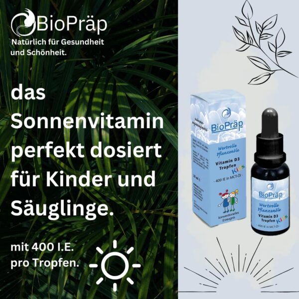 BioPräp Vitamin D3 Tropfen Kids | 680 Tage | für Kinder und Säuglinge | 20 ml | Made in Germany | zertifizierte Produktion – Bild 2