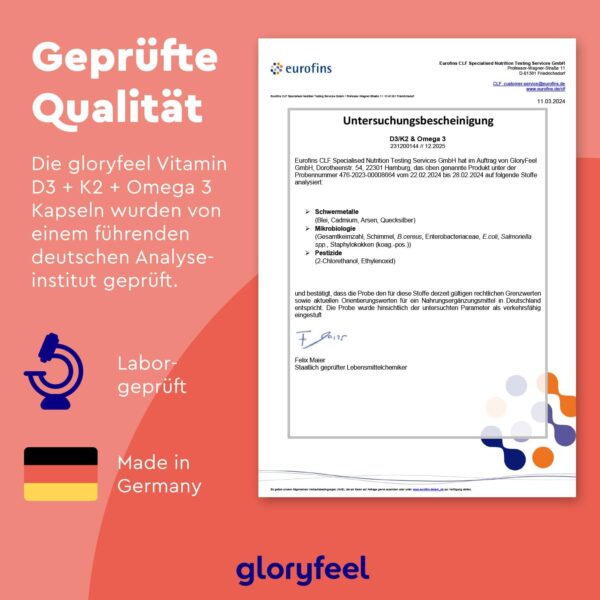 Vitamin D3 K2 Omega 3-5000 IE + K2VITAL® + 1000mg Fischöl Triglyceride Form (DHA + EPA) - 99,7+% All-Trans Vitamin K2 MK7 - Hochdosiert, laborgeprüft in Deutschland hergestellt – Bild 8